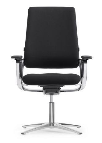 Кресло для посетителя Connex2 со средней спинкой на крестовине натуральная кожа / темно-серая 4801