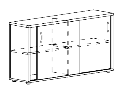 Шкаф-купе низкий (для 2-х столов 60) белый премиум / дуб шамони