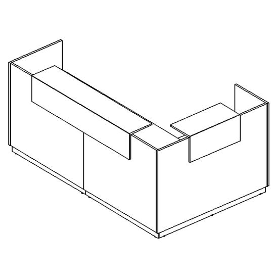 Стойка ресепшен угловая левая белый премиум / мокко премиум / венге