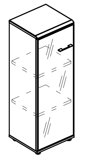 Шкаф средний узкий дверь стекло в рамке левый (топ МДФ) мокко премиум / вяз либерти