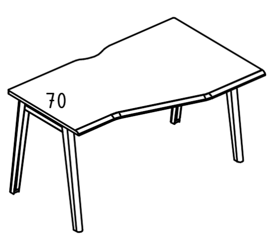 Стол Техно каркас МТ (1 скос) эргономичный правый  вяз либерти / белый, вставка мокко