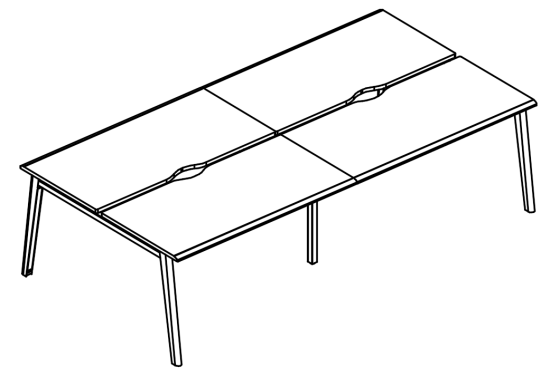 Рабочая станция на каркасе МТ 1 скос (4х160)  вяз либерти / белый, вставка мокко